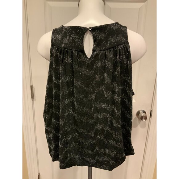 by Anthropologie Black & Metallic Silver Shimmering Tank Top, Size XS - Picture 7 of 9